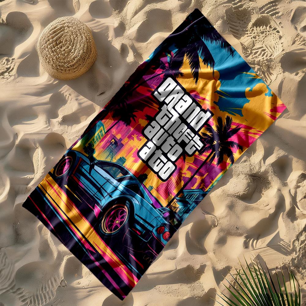 Asciugamano da Spiaggia Grand Theft Auto Super Morbido Assorbente Confortevole Leggero Adatto per Nuoto Palestra Campeggio Yoga Vacanze