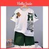 Suit Summer Kids Boys Loose Casual Crewneck Patterned Shortsleeved Tshirt And Shorts Comfortable Cool Tracksuit
