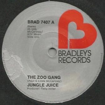 

7inch Record JUNGLE JUICE The Zoo Gang BRAD7407 Bradleys Recor 1974 UK Rock Used