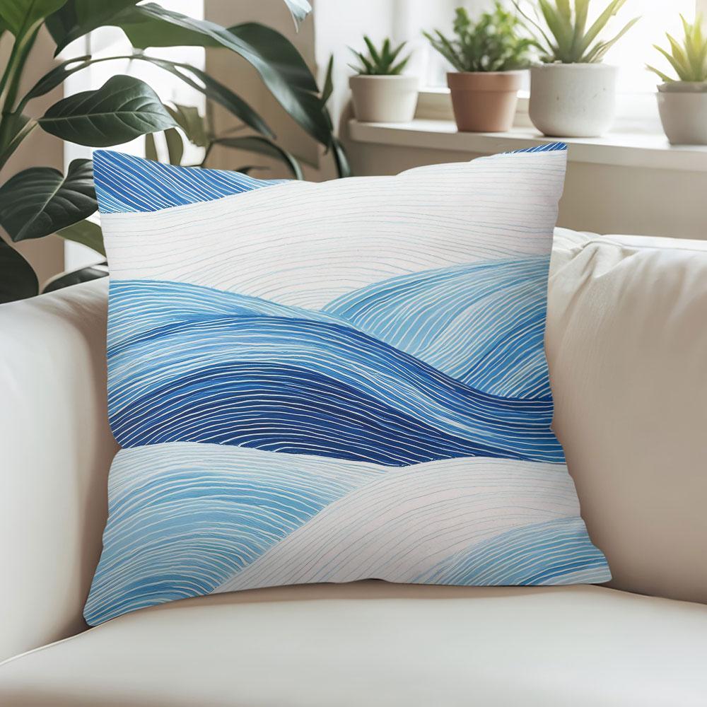 Azure Waves square Jacquard Pillow Cover for Sofa Office Waist Cushion Cover Home Decorative Pillowcase