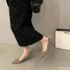 Fashion French black high heels Sharp pointed Women's single shoes New commuting fur shoes Outdoor comfortable ladies pumps 2025 Zapatos