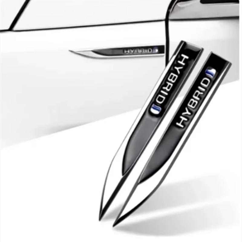 2pcs Metal Hybrid Logo Side Bumper Emblem Badge Stickers for Toyota RAV 4 Prado Camry Corolla Yaris Car Accessories
