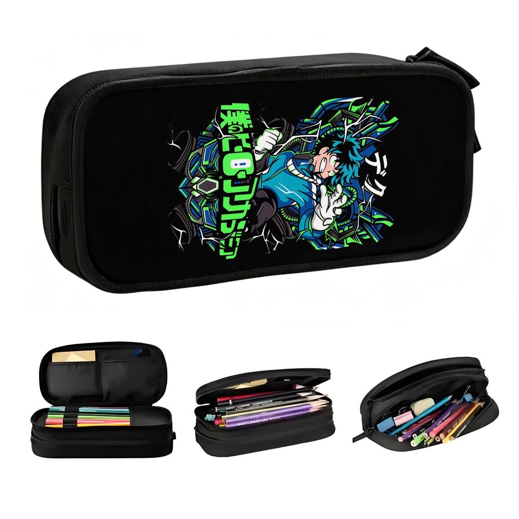 Kawaii My Hero Academias Izuku Midoriya Pencil Cases for Boy Girl Big Capacity Manga Anime Pencil Box Stationery