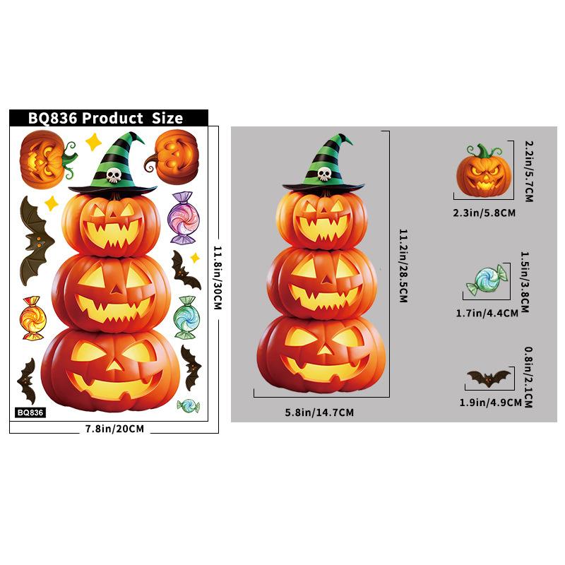 Halloween decoration bat ghost window sticker Halloween party atmosphere layout creative pumpkin lantern static glass sticker