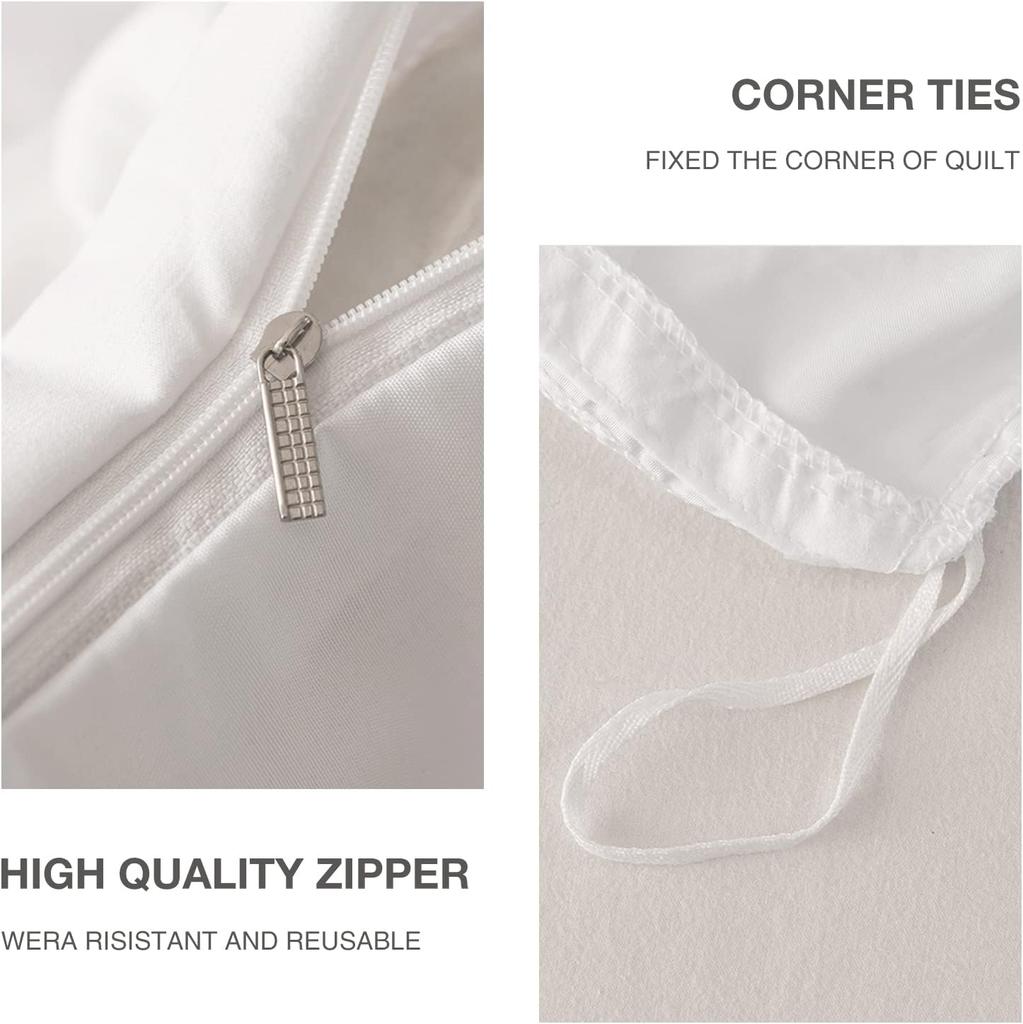 Battilo Pinch Pleated Duvet Cover Set Solid Quilt Cover with 2PCS Pillowcases Soft Bedding Set for Twin Full Queen King Size Bed