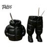 Teacher Desk Pen Cup Pencil Holder, Creative Down Jacket Shape, Durable PETG Large Capacity Small Desktop Trash Can Cup, for Office Supplies
