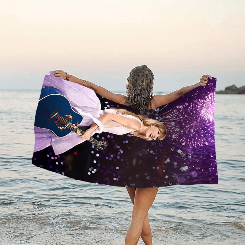 1pc Taylor Swift2 Beach Towel, Beach and Seaside Swimming Pool Equipment, Fashion Pattern, Rectangular, Travel Essentials