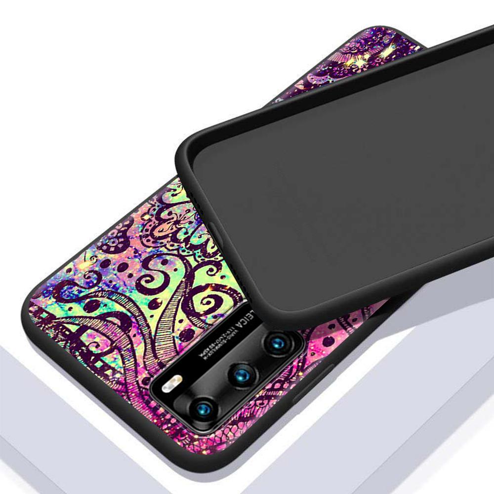 Mandala Sunflower Hülle für Huawei P30 P Smart Z P40 Lite E P20 Y7 Y9 2019 Honor 8X Play 9A 50 20 9X Pro Schwarze weiche Telefonabdeckung
