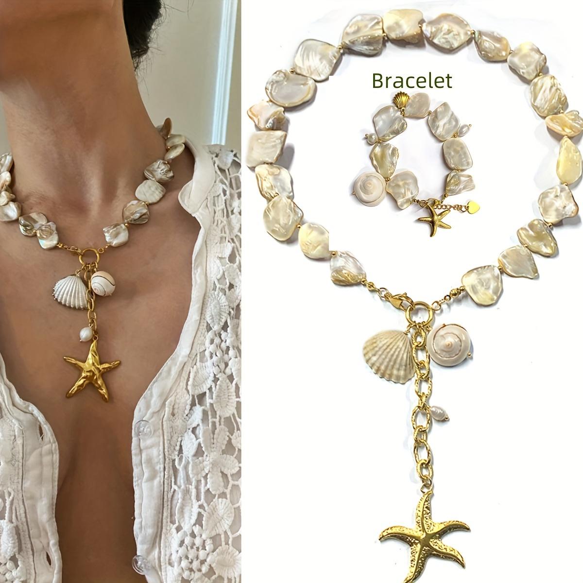 

Крупногабаритное ожерелье из ракушек и шлема, свадебные украшения в стиле бохо, свадебные украшения на летнем пляже, колье из ракушек, подвески из натуральных моллюсков, ожерелье и браслет As shown in the figure
