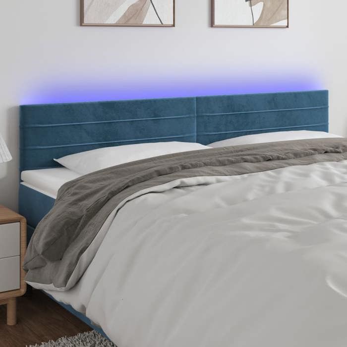 VidaXL Tête de Lit à LED Meuble de Chambre à Coucher Accessoire de Lit Double Tête de Cadre de Lit Intérieur Bleu Foncé 3121816