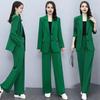 Women's Formal Coat and Pants Set with Lapel and Single Button Jacket