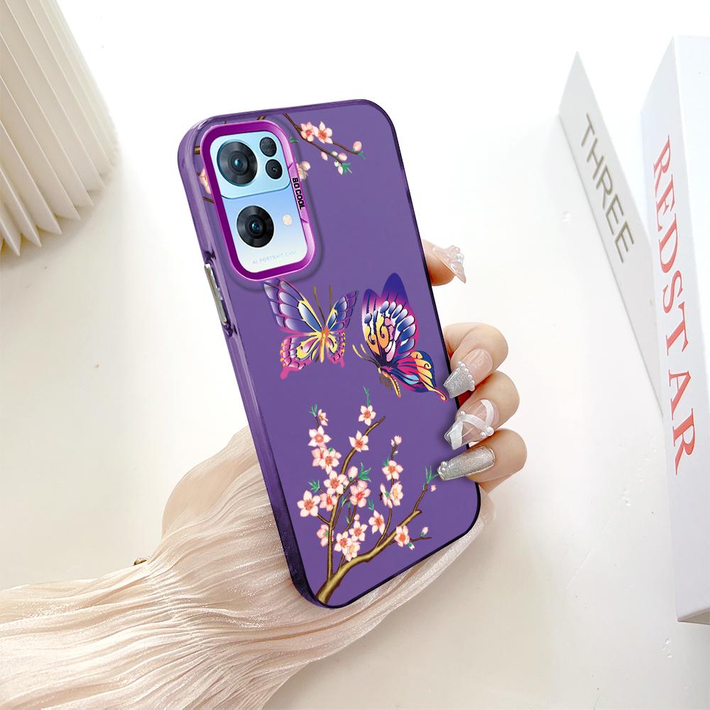 Custodia rigida antiurto anticaduta con motivo dipinto, argento colorato, bifacciale, per telefono OnePlus OPPO Reno Realme