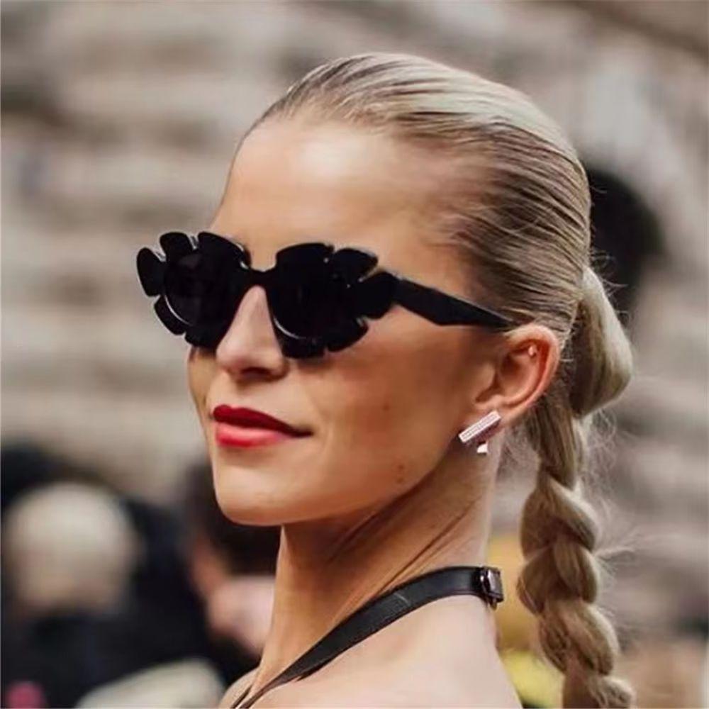 Vintage Cat Eye Sunglasses Fashion Flower Shape Sun Glasses Summer Beach Glasses Street Trendy Shades Colorful Eyewear