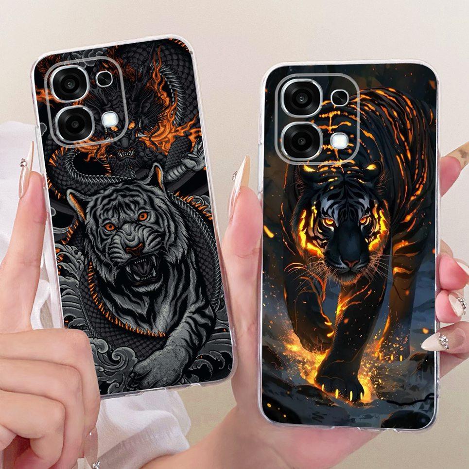 For Oppo A6 Pro 4G 5G Phone Case On Oppo CPH2799 CPH2781 Casing Cool Dragon Lion Tiger Cartoon Back Cover Clear Soft Silicone