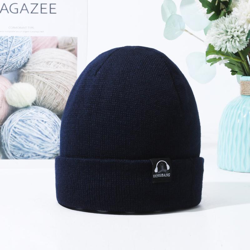 

Новая мужская шерстяная вязаная шапка с бархатной подкладкой – модная корейская зимняя шапка One Size темно-синий