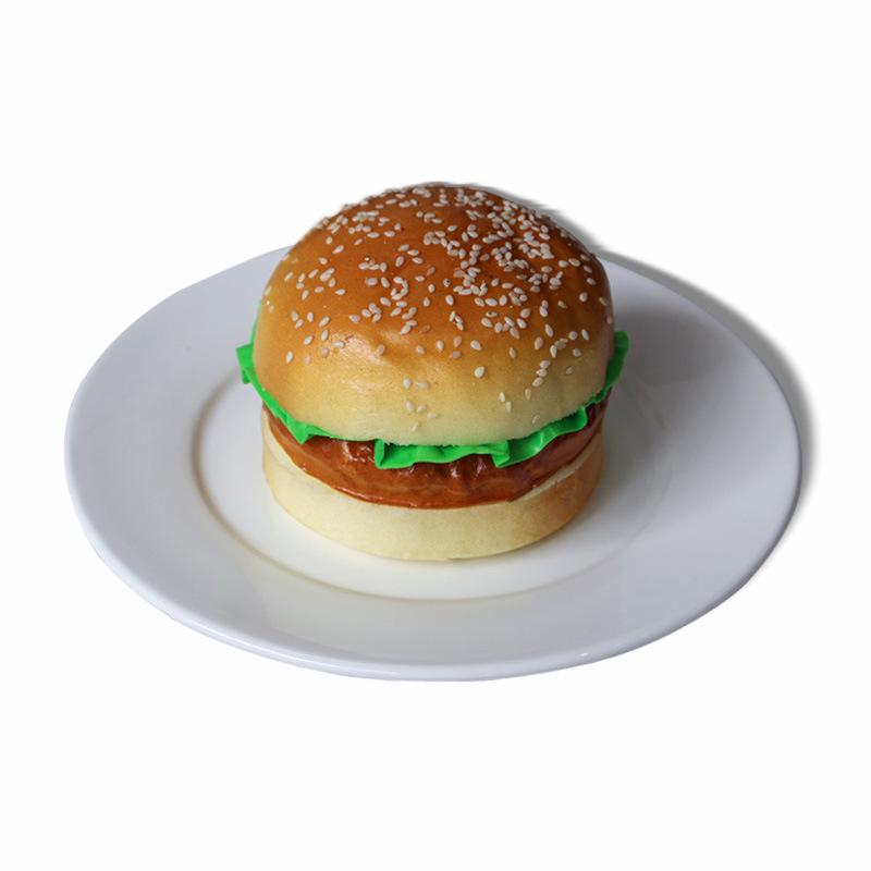 Simulated Hamburger Display Model with Vegetable, Fruit, Pastry, Dessert, and KFC Style Sesame Bun Props.