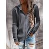 Solid Zip Up Hoodie, Casual Long Sleeve Drawstring Hoodie Sweatshirt, Women's Clothing