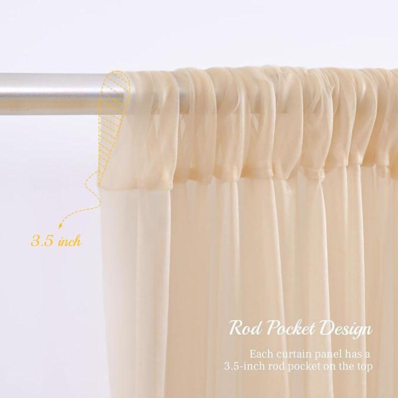 1 Panel Chiffon Backdrop Curtains, Wrinkle-Free Sheer Chiffon Fabric Curtain Drapes Wedding Ceremony Arch Party Stage Decor