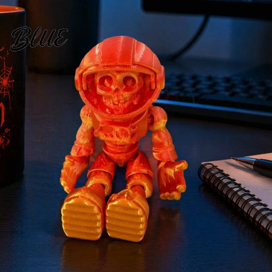 Artikulationsfigur 3D-gedruckte Schädel-Astronauten-Figur Skelett-Raumfahrer-Figur Coole Raumdekoration Halloween Bewegliche Gelenke Ornament für