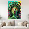 Contemporary Medusa Portrait Canvas Painting Mythological Snake Hair Wall Art Prints Bold Colorful Home Decor Modern Fantasy Art