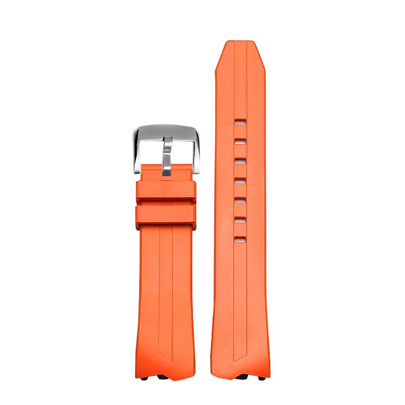 20mm Rubber Watchband For Hamilton Elvis 80th Anniversary H245850 H245550 H24585331 Concave-convex Waterproof Strap Black Orange