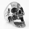 Gothic Long Tooth Zombie Skull Ring Men's Blackened Polished Stainless Steel Jewelry