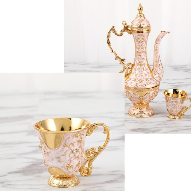 Wine set, Alloy Home New Wine Pot Glass Set, European Exquisite Vintage Wine Glass, Creative Wine Pot Set Home Decoration,1Set