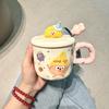 High-value Ceramic Cup with Lid and Spoon, Cute Water Cup, Female Mug, Home Office Coffee, Breakfast Cup