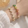 Sparkling Colorful Zircon Bangle Unique Women Handchain Girl Gift Flower Bracelet Evening Dinner