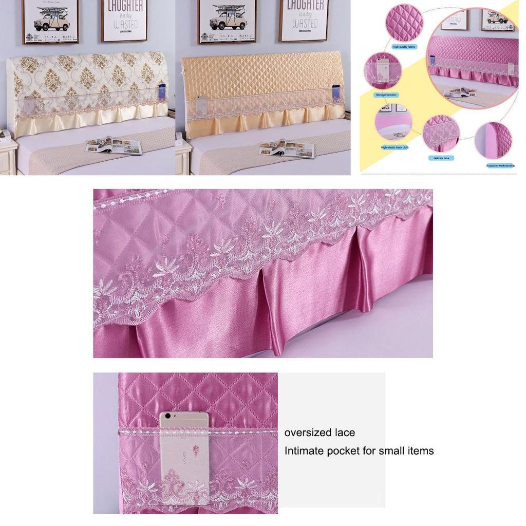 Stretchy Quilted Bed Head Cover With Lace Storage Wrinkle-resistant And All-inclusive