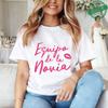 Spanish Bridal Wedding Engagement Party Shirts Rainbow Graphic Tees, Team Bride Squad Blouses Girl Bachelorette Hen Party Tops