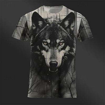 Men's Graphic Animal Wolf T Shirt Tee Top Short Sleeve T Shirt 3D Print Crew Neck Shirt Designer Retro Vintage Casual Sports Outdoor Holiday Going Out