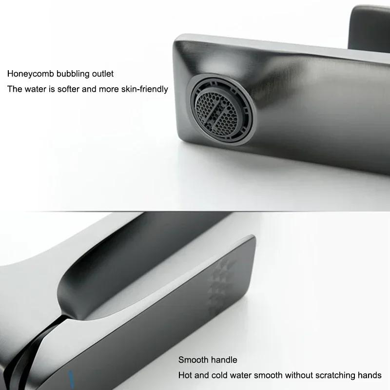 Household Hot and Cold Water Mixing Tap Bathroom Faucet Splash Proof Single Hole Basin Faucets Deck Mounted Black/silver/white