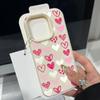 Pinker Liebesherzen-Druck Ledertextur TPU Matte Hülle Für iPhone 16 Pro Max 15 Pro 14 13 12 11 Weich Schlank Stoßfest Handyhülle