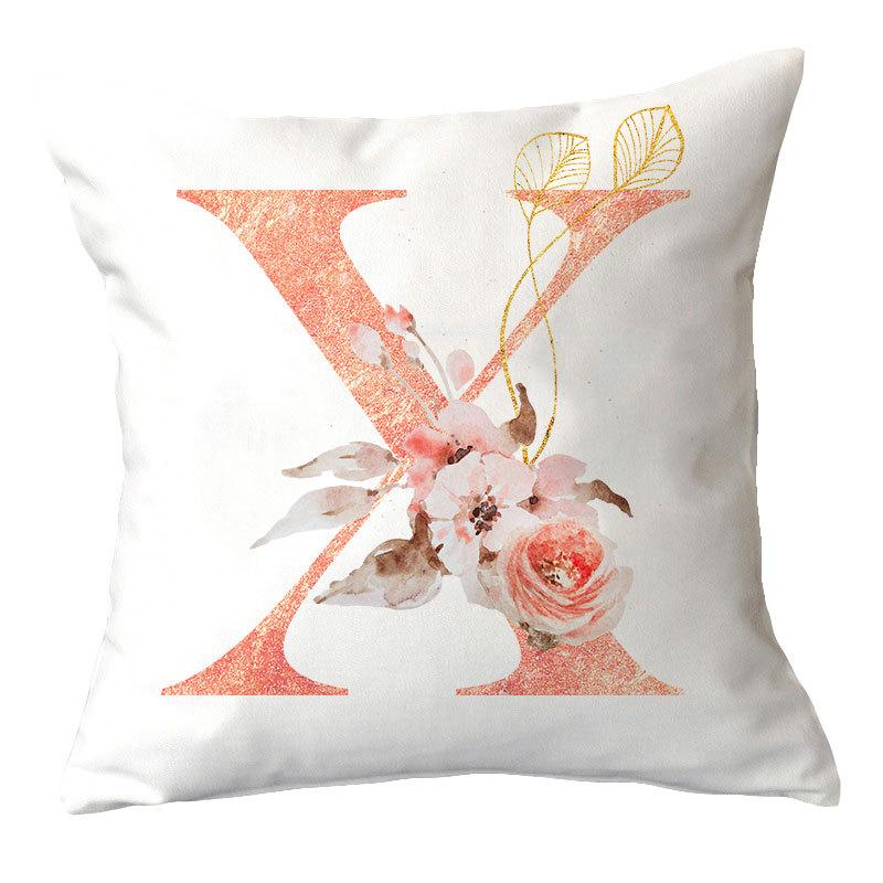 Ins Nordic Pillowcase Pink Letter Cushion Pillowcase Car Sofa Waist Home Furnishing
