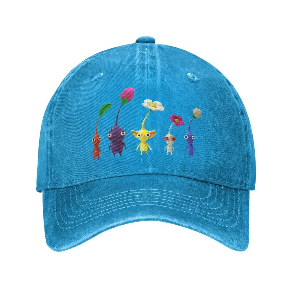 Vintage Custom Süße Pikmin Baseballkappe Unisex Stil Used Denim Sonnenkappe Outdoor Workouts Verstellbare Kappen Hut