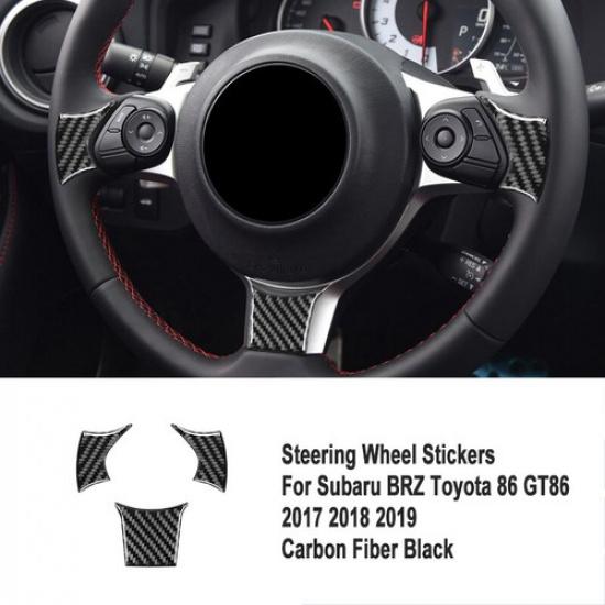 3x Carbon Fiber Steering Wheel Trim Cover Sticker for Toyota 86 Subaru BRZ 17-20