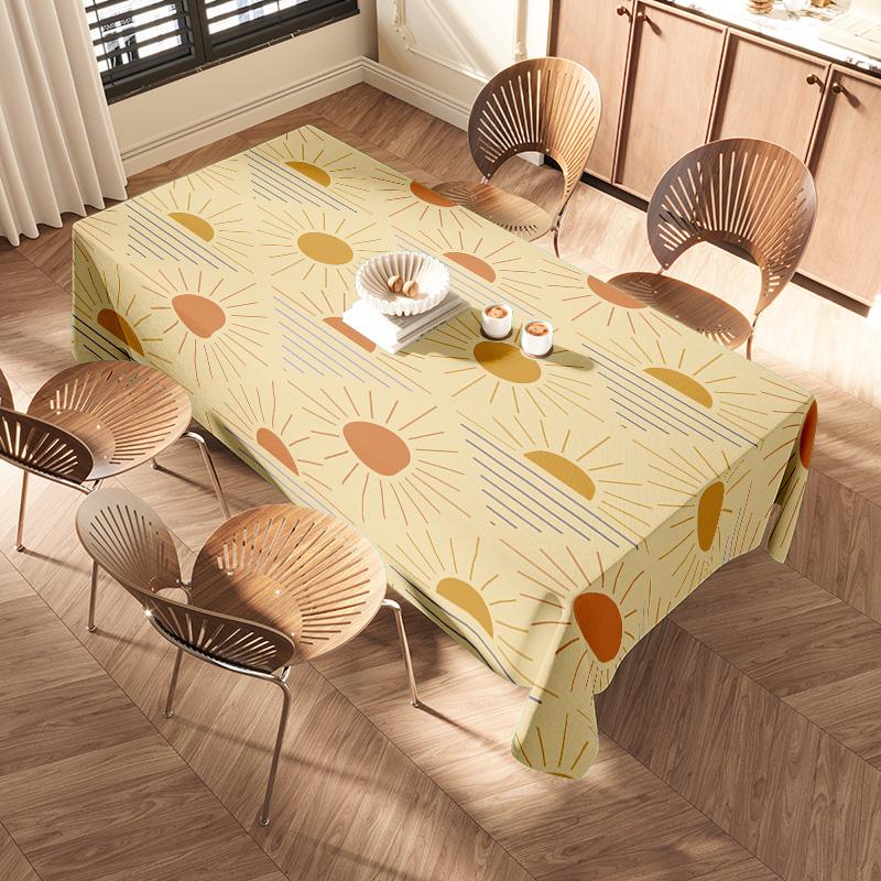 Sunburst Tablecloth With Warm Colorful Patterns For Dining Room Decoration Yellow Round Shape Cover Set Decorative Placemat Chai
