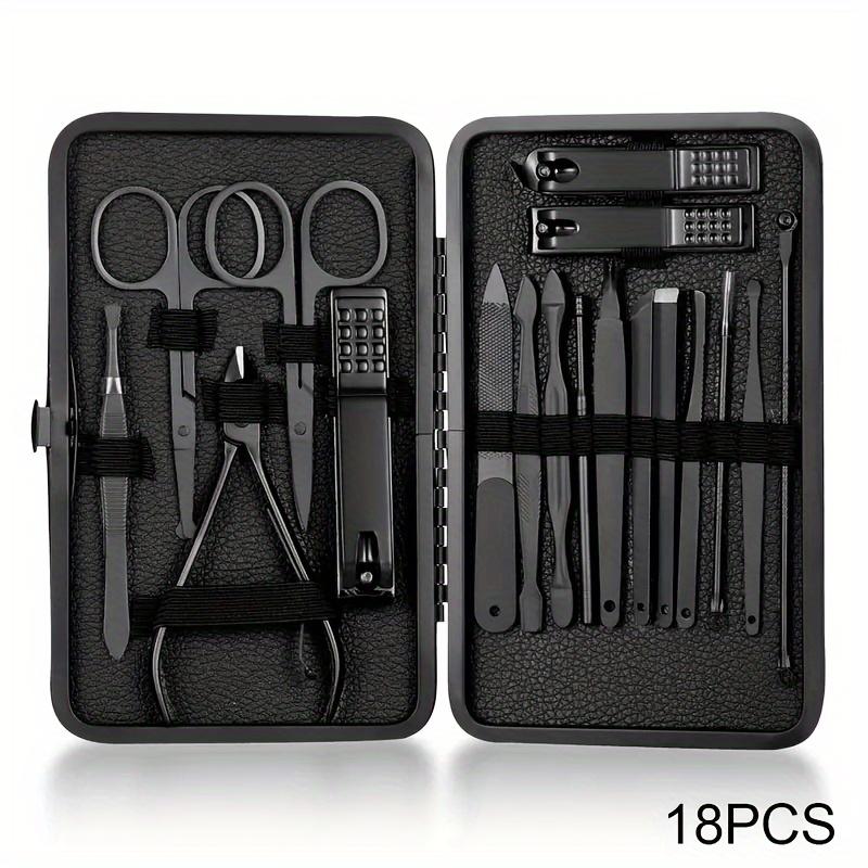Classic Black Manicure Set Hand Feet Facial Stainless Steel Accessories, All Black Nail Clippers