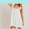 Polyester Summer Beach Dress For Women With Ruffled Lace And Bow Ties For Vacation Style