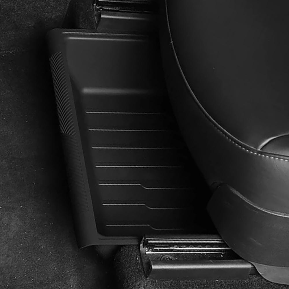 For Tesla Model Y 2024 Under Seat Storage Box TPE White Underseat Organizer Drawer with Cover Garbage Bin Interior Accessories