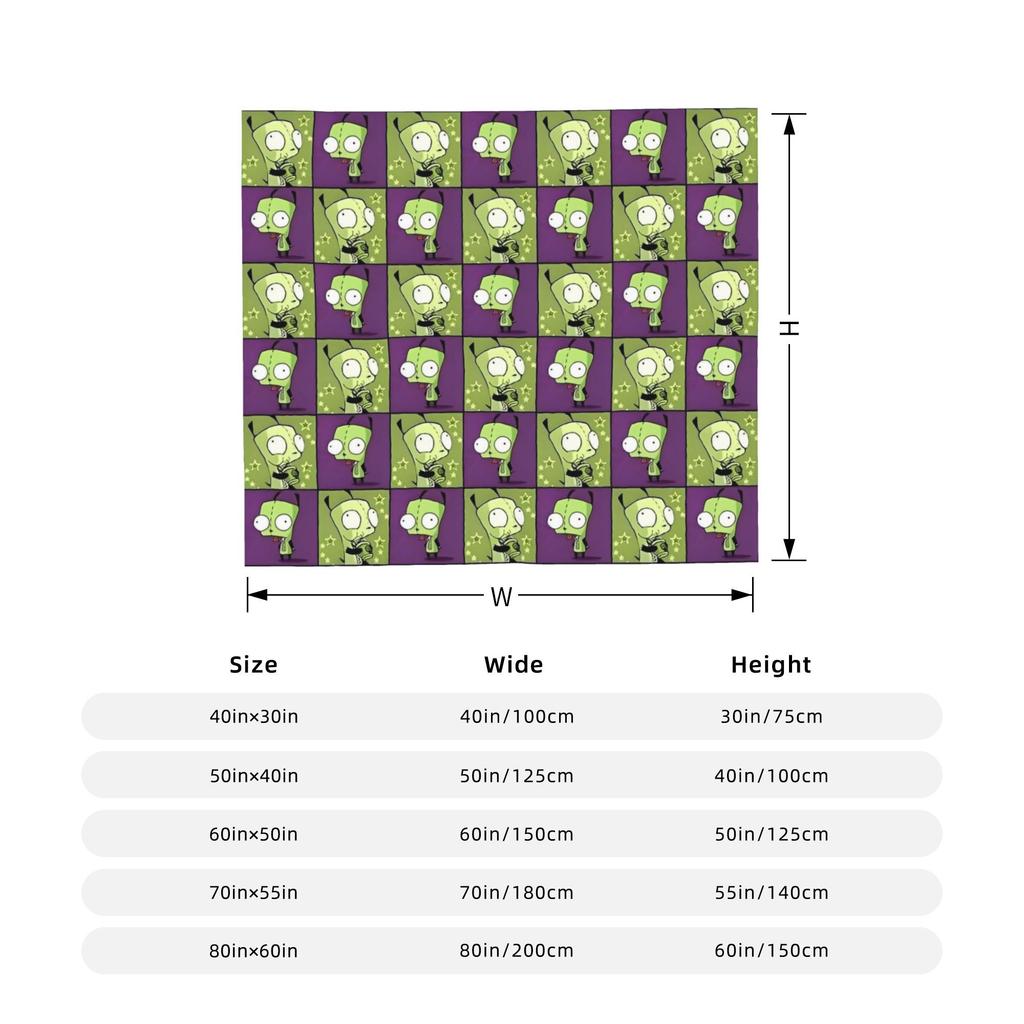 Invader Zim Gir Cartoon Wool Blankets  Awesome Throw Blanket for Home 150*125cm Rug Piece