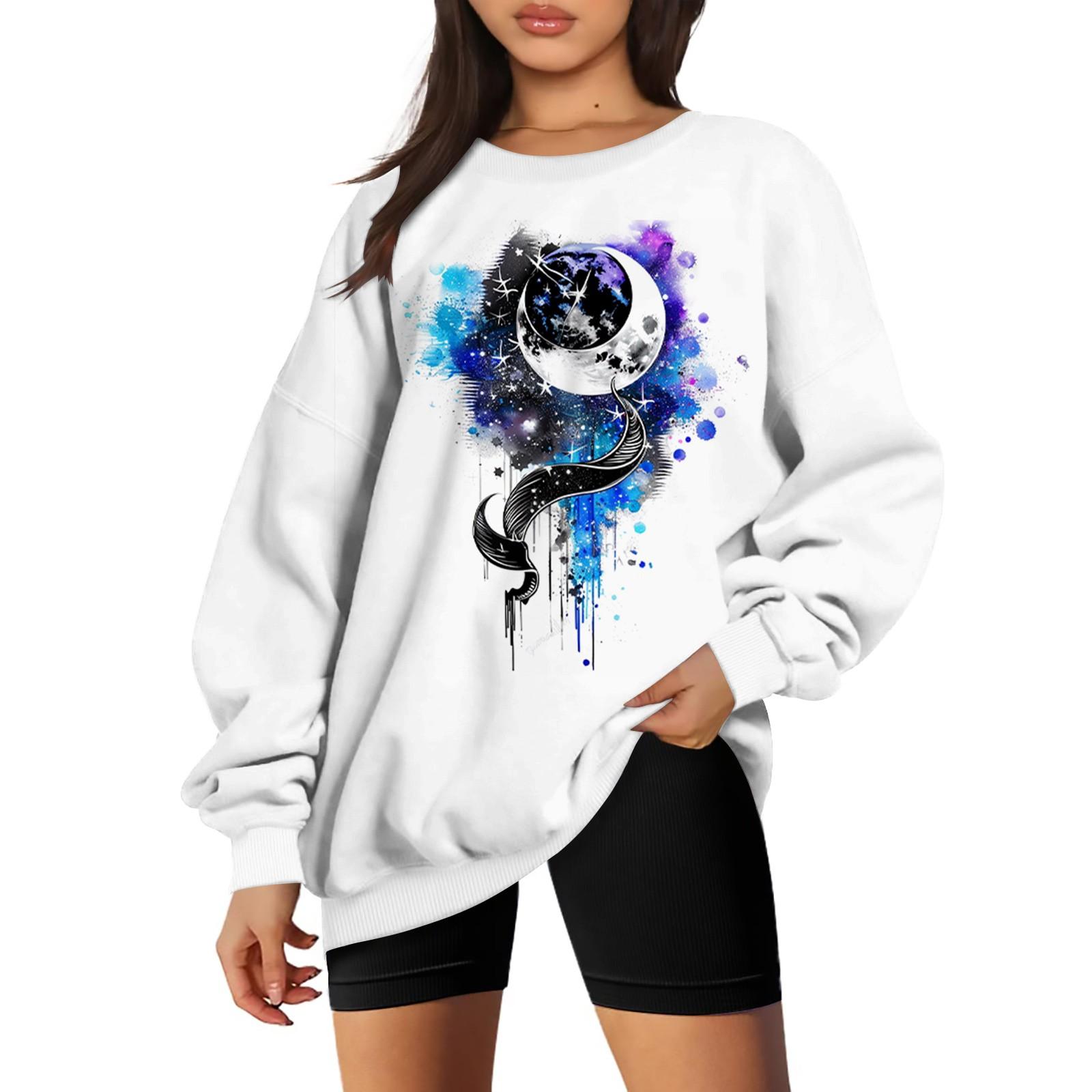 

Женская модная толстовка с капюшоном и длинным рукавом с принтом листьев регби XL белый