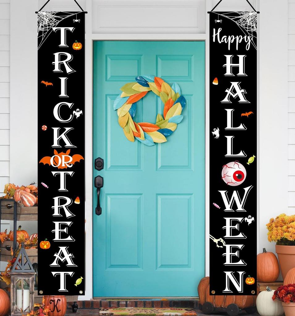 VIKAMA Halloween TRICK OR TREAT Banner Porch Sign Decoration Home Indoor Outdoor Wall Party Decoration