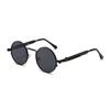 Steampunk Retro Round Sunglasses with Spring Temple for Men and Women