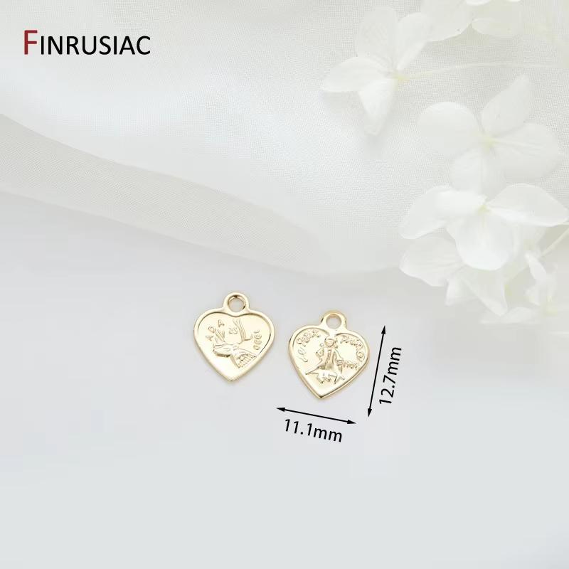 

14K Gold Plated Brass Square Heart Shape Charm Pendant Jewelry Making,DIY Necklaces Earrings Bracelet Making Dijes Accessories 2 pieces