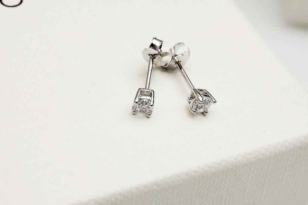 Small Silver Earrings with Cubic Zirconia - Ksc0567