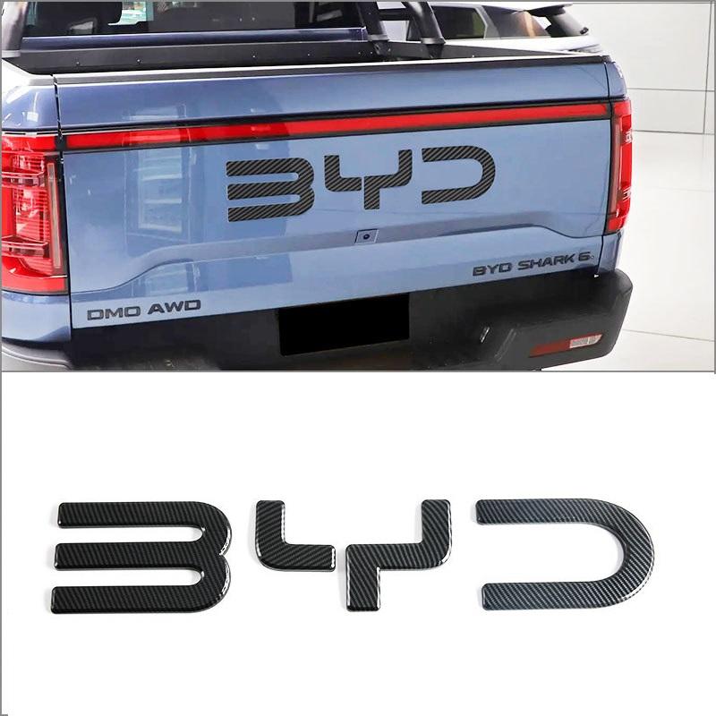 

For BYD Shark 6 2025 2026 Car Front After Letter-Decorated Covering Decal Auto ABS Carbon Badge Logo Styling Accessories