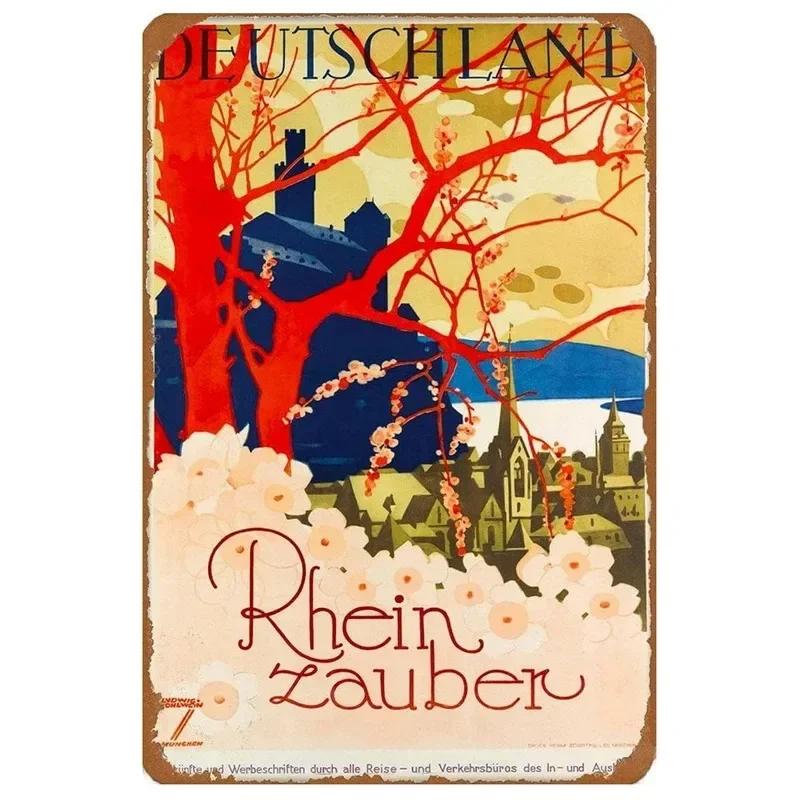 Vintage Hawaii New York Santorini Landscape Travel Tour Poster Retro Metal Aluminum Signs Funny Plaque Home Bar Cafe Wall Decor