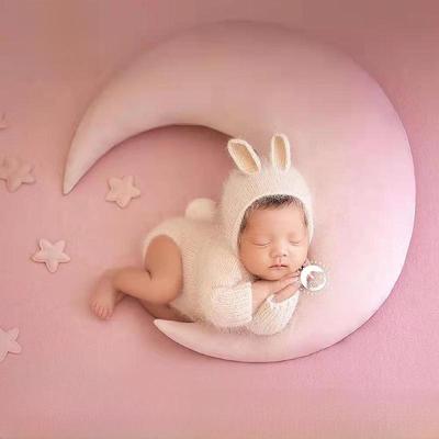 Conjunto de Fotografia de Bebê de Natal: Roupa de Coelho Branco com Acessórios